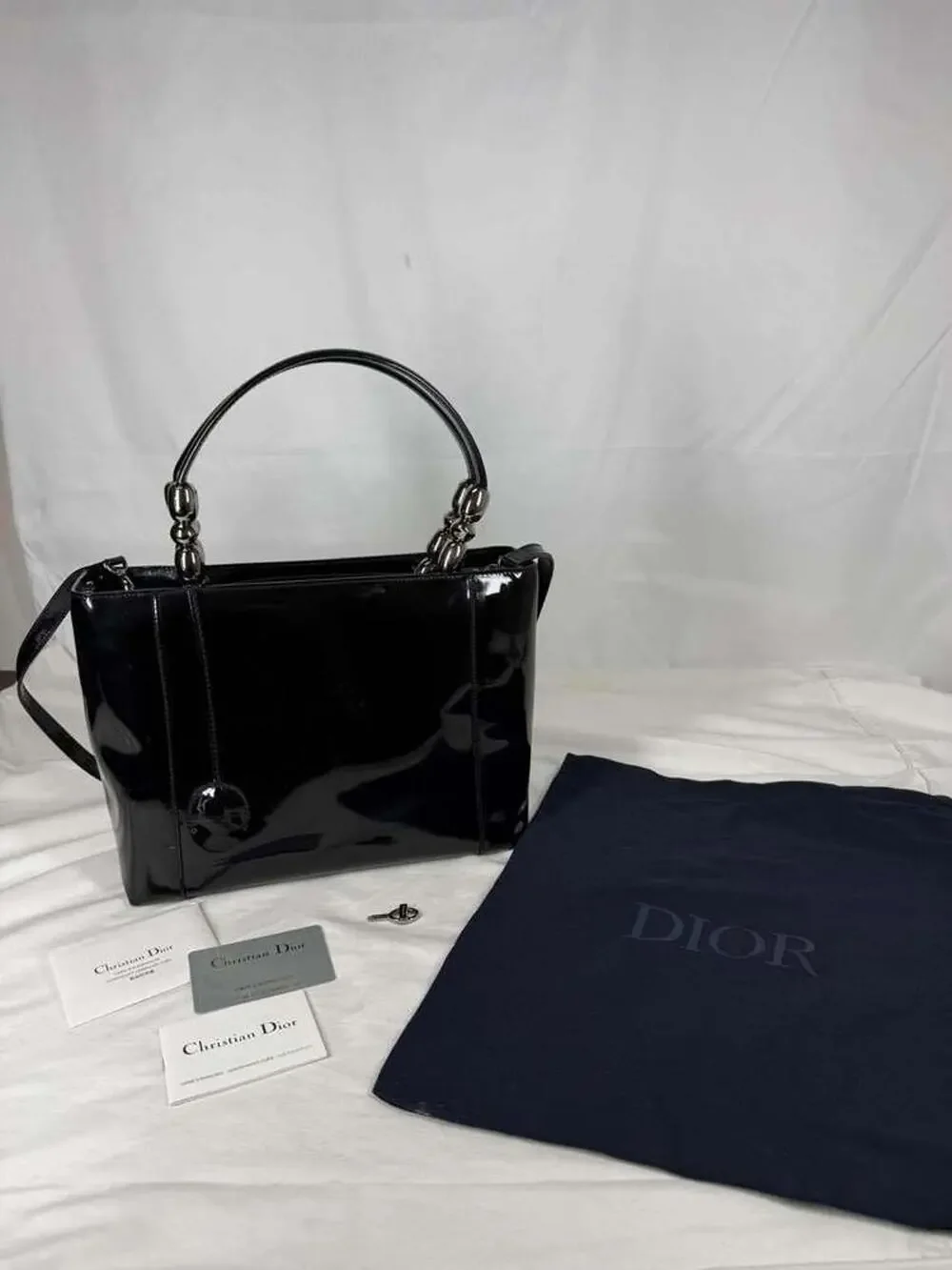 Christian Dior Black Patent Handbag Malice SPB-SH 371961